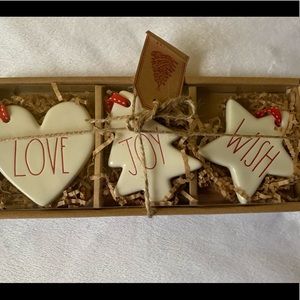 Rae Dunn Love Joy Wish White Ornaments